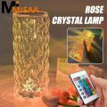 USB Rechargeable LuminaRose Lamp for Bedside Acrylic LED Touch Table Light 3D Projection 16 Colors Night Lights Crystal Table Lamp. 