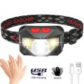 8 Modes Motion Sensor XPE+COB LED Headlamp Flashlight USB Rechargeable Waterproof Camping Head lamp Running Fishing headlight. 