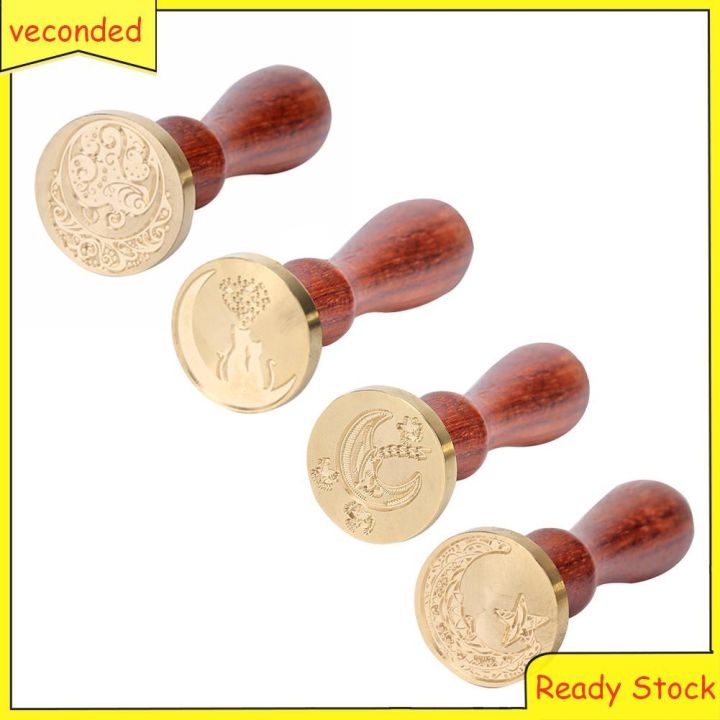 Moon Star Pattern Wax Seal Fire Painting Stamp for Scrapbook Envelope Gift Cards