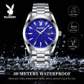 PLAYBOY Men's Watch Waterproof 2023 Latest Luminous Quartz Movement Stainless Steel Strap Calendar Casual Business Style 3301. 