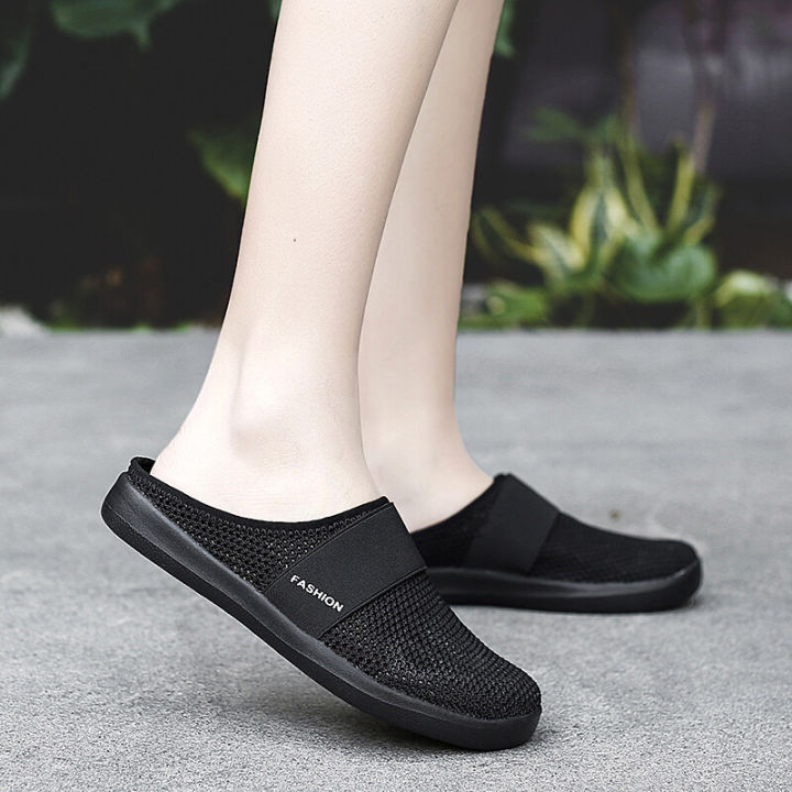 %E3%80%90ALLGOOD%E3%80%91Closed%20Toe%20Half%20Shoes%20for%20Women%20Korean%20Trendy%20Summer%20Slip-on%20Black%20Half%20Slippers%20Mesh%20Surface%20Breathable%20Anti-Slip%20Soft%20EVA%20Comfy%20Sandals%20for%20Female%20-%20Image%206