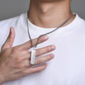 Men's Geometric Bar Pendant Necklace Minimalist Stainless Steel Stylish Casual Collar Box Chain Male Jewelry For Him. 