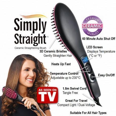 Simply Straight Heated Ceramic Hair Straightener Brush Daraz.lk