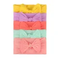 5Pcs/Set Newborn Baby Hair Accessories Solid Color Nylon Elastic Bows Knotted Baby Headband Girls Turban Girl Headbands. 
