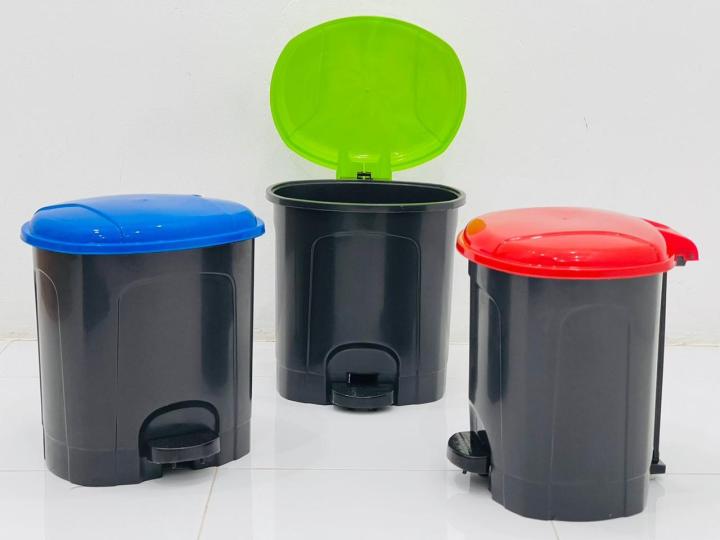 Trash Can Modern Round Foot Pedal Bin with Lidded Waste Dustbin Litter, Kitchen Bins