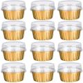 Dessert Cups With Lids Gold Aluminum Foil Baking Cups Holders Cupcake Bake Utility Ramekin Clear Pudding Cups. 