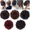 Women Natural Rubber Band Hairpieces Drawstring Fake Hair Curly Chignon Synthetic hair Messy Hair Donut Bun Elastic Band. 