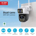 8MP 4K PTZ WiFi IP Camera Security Protection Dual Lens Screen Color Night Vision Auto Track CCTV Surveillance Camera ICSEE APP WD. 