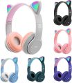 Wireless Gaming Headset, Bluetooth 5.0 Cat Ear Headphones, Kids Headphones P47M, LED Light Up Bluetooth Over Ear Headphones for Kids and Adults Wearing. 