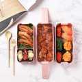 Adult Lunch Box Square 3 Compartment 900ML Sealed Bento Box 3 Layers All-in-One Stackable Bento Box Containers with Fork Spoon for Home Travel Office Plastic Lunch Box. 