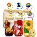 New Straw Cap Emoji Theme 10mm Dustproof Plug Silicone Protective Cover Thermos Cup Accessory. 
