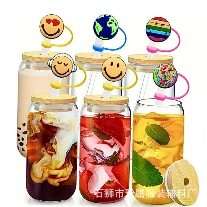 New%20Straw%20Cap%20Emoji%20Theme%2010mm%20Dustproof%20Plug%20Silicone%20Protective%20Cover%20Thermos%20Cup%20Accessory%20-%20Image%202