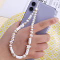 Beaded phone lanyard wristband, kawaii love letter star bead phone charm colorful rainbow phone chain with ladies girl pearl bracelet keychain cute phone decoration. 