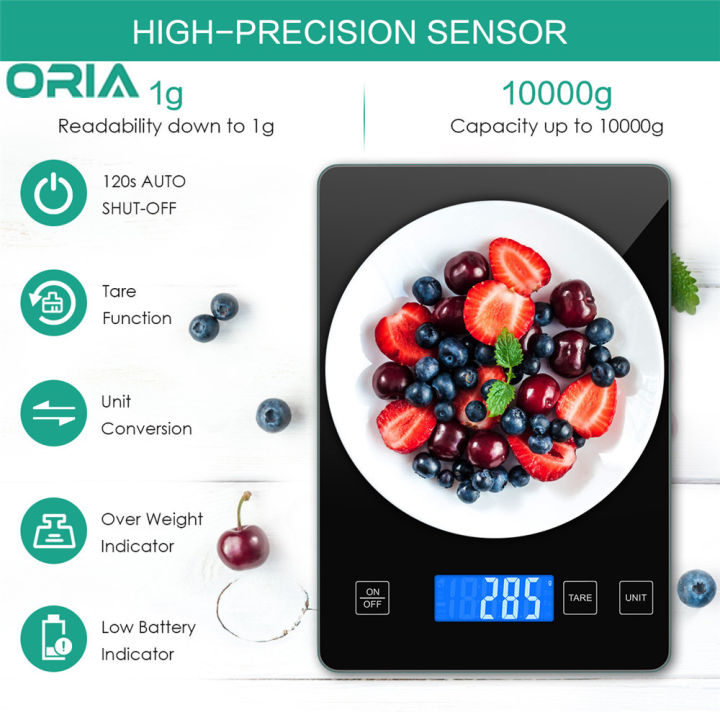 【BestGO】 Kitchen Scale 10kg /1g Rechargeable Weighing Scale Electronic Smart Scale 5 Units LCD Display