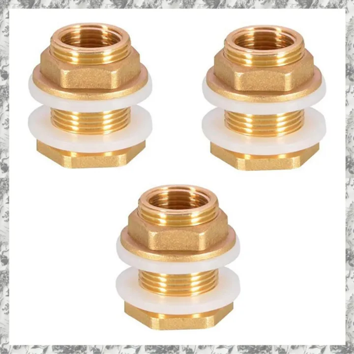 CGearuppt Solid Brass Bulkhead Fitting,3Sets 1/2In Female 3/4In Male ...