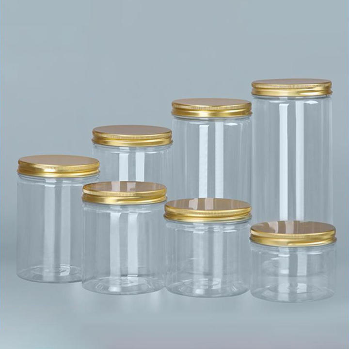 Empty Storage Cans Packaging Jars For Storage Aluminum Covered Plastic Jars Transparent Storage Containers Sealed Pet Food Packaging
