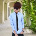 2023Spring and Summer Youth Tie Shirt Men's Long-Sleeved Korean Style Trendy College Style Student Class Clothes School Uniform Shirt. 