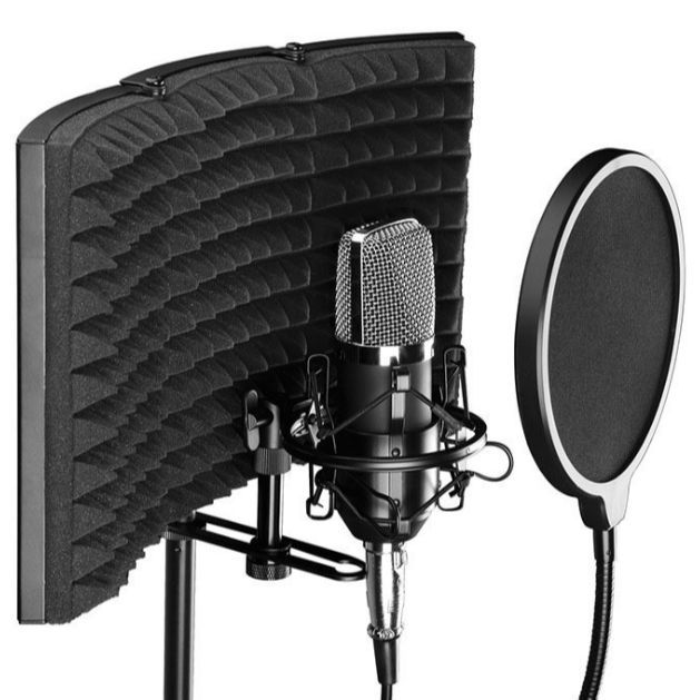 Microphone Shield Reflection Filter Absorbent Foam Soundproof Vocal Shield Professional Isolation Shield