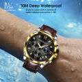 LouisWill Watches Fashion Men Watches Business Casual Wristwatches Leather Watch Quartz Watch Chronograph Watches Luminous Pointers Watch True Three-eye Watch 3ATM Waterproof Watch With Calendar. 