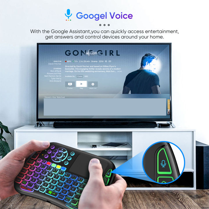 Yitukeji M9 Bluetooth Mini Wireless Keyboard 7 Backlit 2.4G Voice Air ...