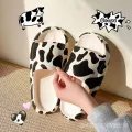 Milk Slippers Cows Pattern Harajuku Style Summer Cow Indoor Home Non-Slip Bathroom Platform Slippers Men's Drooping Feeling. 
