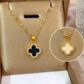 Vintage Diamond Clover Necklace for Women Kwintas Gold Stainless Steel Pendant Chain Choker Accessories Jewelry. 