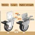 Side Mount Casters,Casters Set of 4 with Brake,L-Shape Plate Small Wheels for Furniture,Cabinet Casters,1 in(L-Shape). 