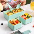 Lunch Box with Multi-layer Compartments 1400ml Double Plastic Lunch Box Three Compartments Sealed Avoid Food Mixing Perfect Meal Match Microwave Lunch Box Simple Multi-layer Bento Box. 