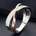 Simple And Fashionable X-shaped Diamond Inlaid Women's Ring. 