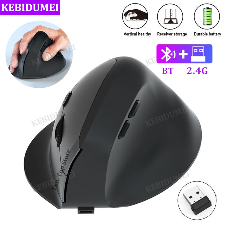 Bluetooth Mouse Vertical Mouse Ergonomic 2.4G Wireless Optical Mice 3 Adjustable DPI 800/1200/1600 6 Buttons for Laptop Desktop