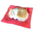 Kid Realistic Mew Sound Cat Sleeping in Nest Activated Carbon Plush Toy Car Decor. 