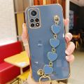 Maitus for Xiaomi Redmi Note 11 Pro 5G Back Cover with Love Heart Bracelet Fashion Chain Plating Shiny Bling Cases Soft Silicone Mobile Phone Case for Girls Boy. 