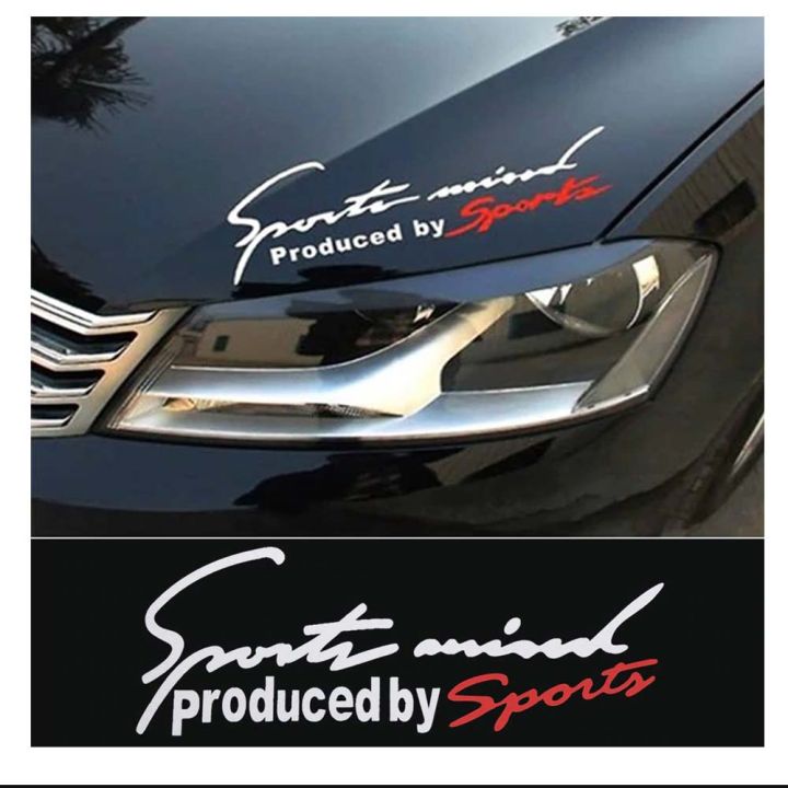 Sports Mind - Racing Car Auto Reflective Car Vinyl Graphic Decal letter personality cars Stickers White & Red 19cmx7cm