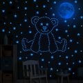 Blue Moon Stars Luminous Wall Stickers for Kids Rooms Decoration Art Fluorescent Unicorn Wall Decals Glow in the Dark Stickers. 