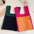 【ALLGOOD】Japanese Knitted Women'S Bag Temperament Woven Handbag Women Mini Knot Wrist Bag Tote Bag Student Reusable Shopping Bags. 