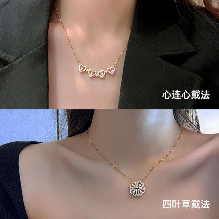 Cute%20Four%20Leaf%20Clover%20Necklace%20Dainty%20%20Necklace%20for%20Teen%20Girls%20Christmas%20Jewelry%20Necklaces%20for%20Girls,%20Heart%20Necklace%20for%20Women,%20-%20Image%202