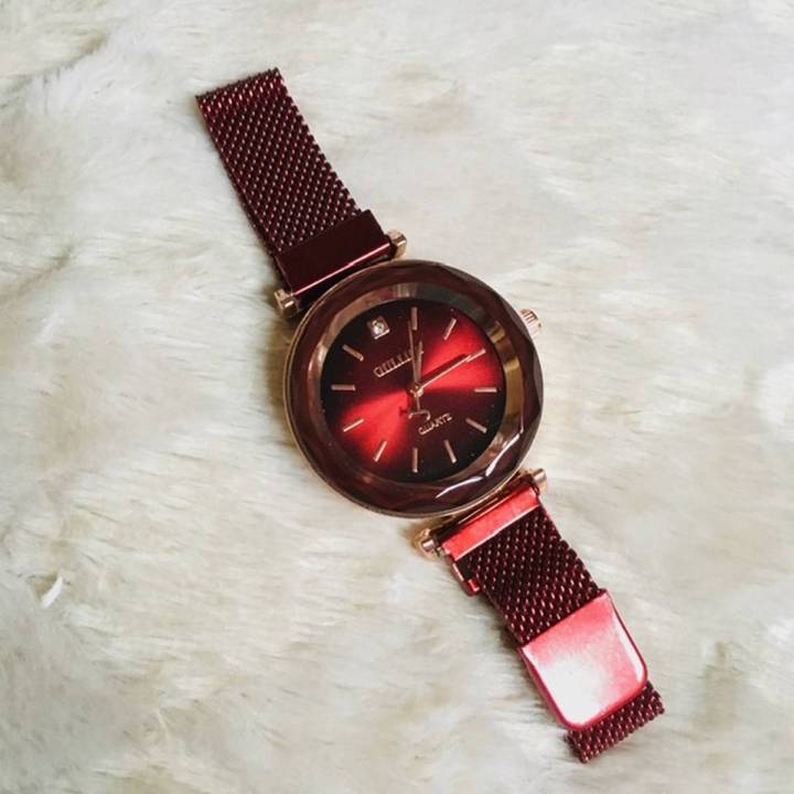 OULIJIA luxury ladies stainless steel mesh magnet watch casual bracelet quartz watch ladies watch clock