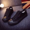 Summer Breathable Men's Canvas Shoes plus Size Loafers Shoes 『 Work Shoes Slip-on Men's Pure Black Cloth Shoes All Black 、. 