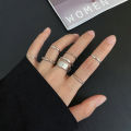 7Pcs Bohemian Creative Retro Simple Multi-Layer Opening Cross Twist Ring Set Jewelry For Women Geometric Ring. 