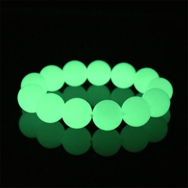 8/10/12/14mm Yellow Green Luminous Stone Transfer Bracelet / Blue Green Ball Beaded Bracelet / Luminous Bracelet for Men and Women / Jewelry