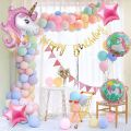 Birthday Decoration 5" Inch Pastel Balloon set With Banner Pastal Unicorn. 