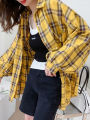 JMPRS Fashion Plaid Women Shirt Fashion Korean Oversize Tops Harajuku Daily All-match Long Sleeve Chic Yellow Shirts New. 