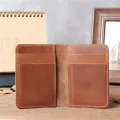 1088 Men's and Women's Genuine Crazy Horse Skin Head Layer Cow Leather Bag Wallet Pocket Simple Ultra thin Multi Card Space Large Capacity. 