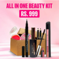All in One Beauty Kit ,Huda Beauty 5in1 Matte Finish Lipstick + Huda Beauty Sketch Pen Waterproof Liquid Eye Liner Pencil + Huda Beauty Eyebrow Pencil + Good Luck sweet strawberry lip balm + Water Proof Mascara /Dulhan Mascara Black With Mirror. 