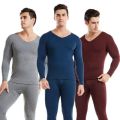 Mens V-neck Thermal Underwear Set Long Johns Men Autumn Winter Shirt and Pants 2 Piece Set Male Long Underwear Thermal Clothing. 