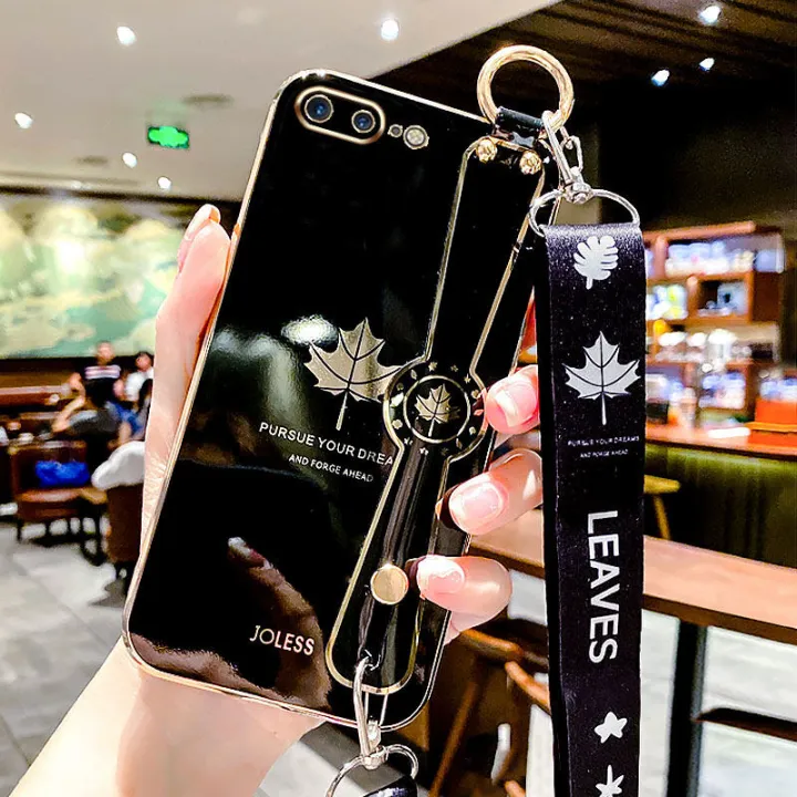 For%20iPhone%208%20Plus%20/%20iPhone%207%20Plus%20Back%20Cover%20with%20Lanyard%20+%20Wristband%20Fashion%20Shiny%20Maple%20Leaf%20Plating%20Bumper%20Stand%20Holder%20Case%20Camera%20Protection%20Soft%20Silicone%20Mobile%20Phone%20Cases%20-%20Image%202