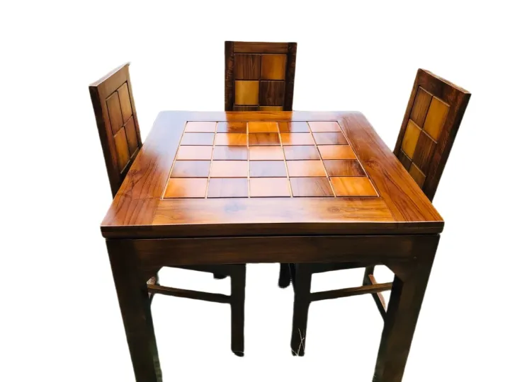 Wooden%20Square%20Design%20Teak%20&%20Burutha%20Dining%20Table%20+%204Chairs%20-%20Image%202