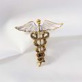 Crystal Caduceus Pins Wing with Snakes Badge Brooches Lapel Pin Medicine Symbol Jewelry Gifts For Nurse Doctor Medical Students. 