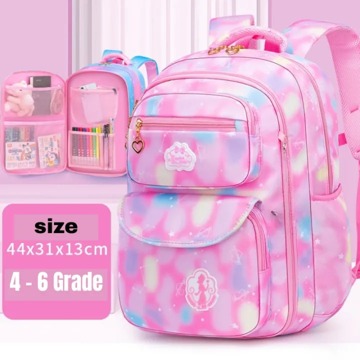 New Gradient Backpack For Girls Pink School Bags Kids For Grade 4 to 6