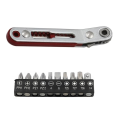 Flat Mini Ratchet Wrench 90 Degree Offset Screwdriver Handle with Bit Set Dual Drive Ratchet Wrench Hand Tool Easy Install. 